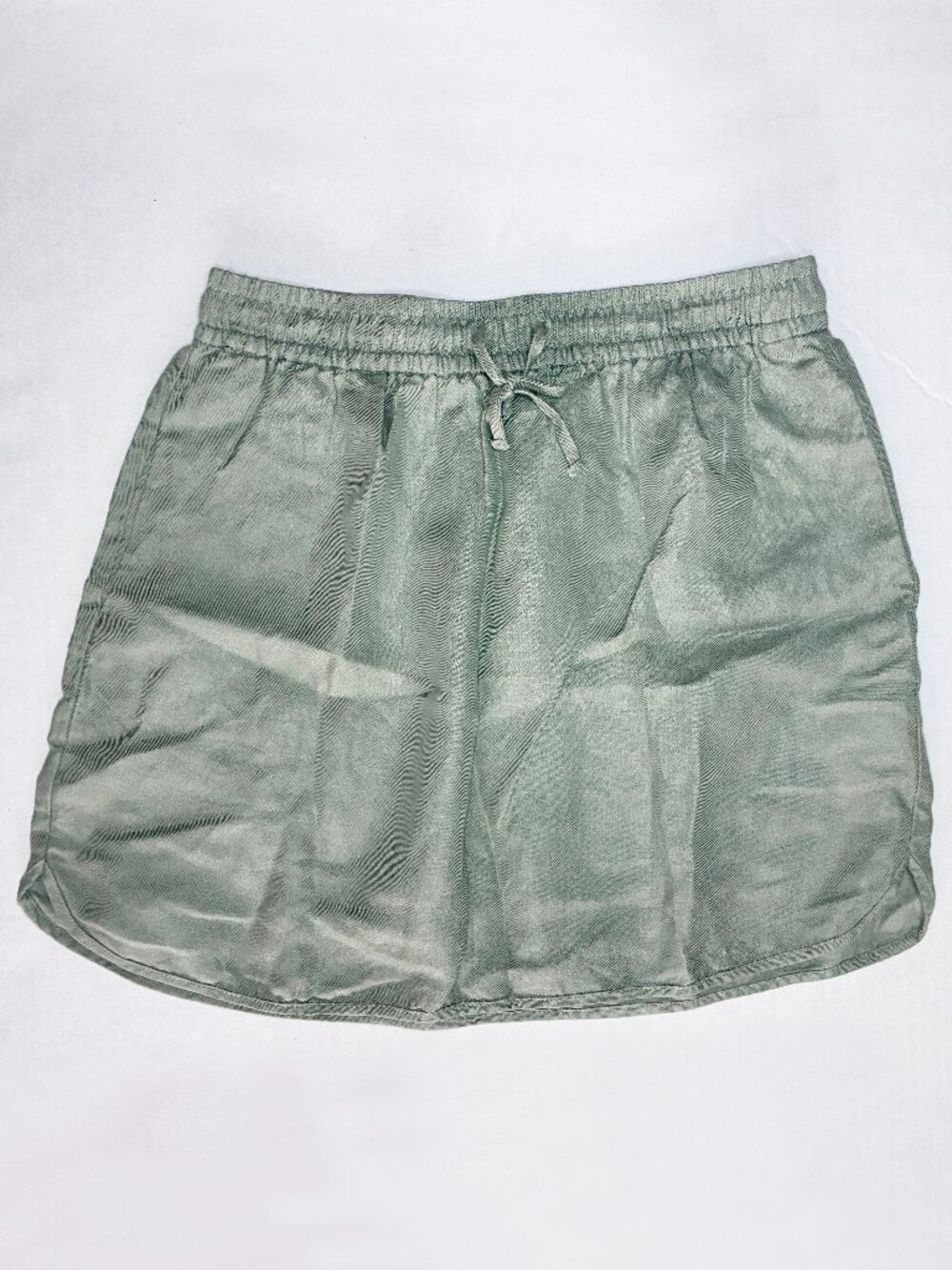 Madewell Linen-Blend Curved-Hem Mini Skirt - Size M - Light Green